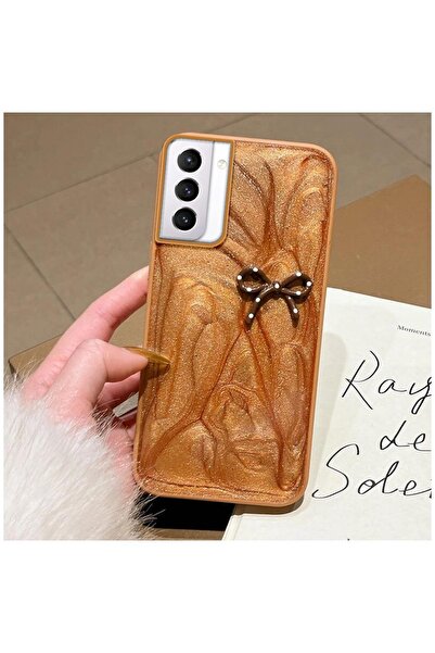 Zebana Samsung Galaxy S22 Uyumlu Kılıf Fionka Silikon Kılıf Kahverengi