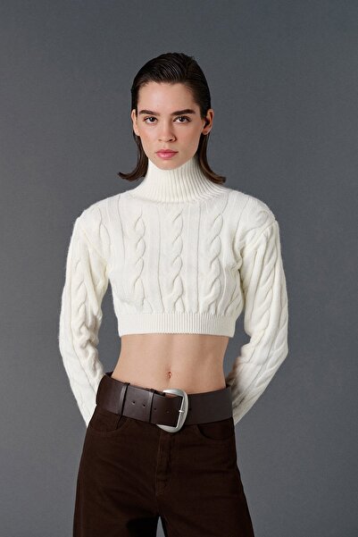 VATKALI Turtleneck Knitted Crop Sweater