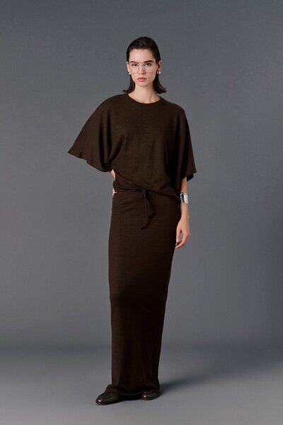 VATKALI Lace-Up Knitwear Maxi Skirt