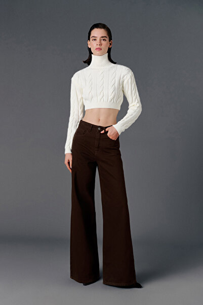 VATKALI Turtleneck Knitted Crop Sweater