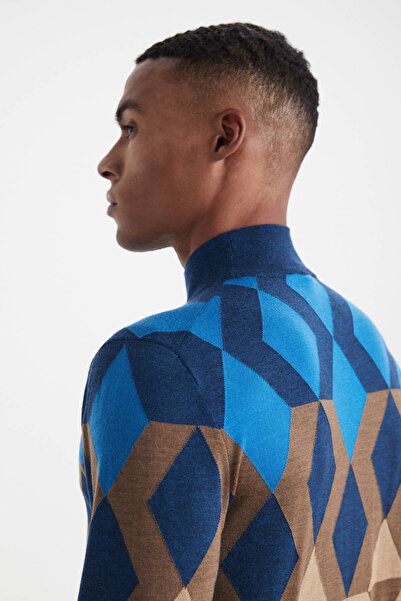 Hemington Extrafine Merino Desen Lupetto Yaka Tütün Rengi Triko