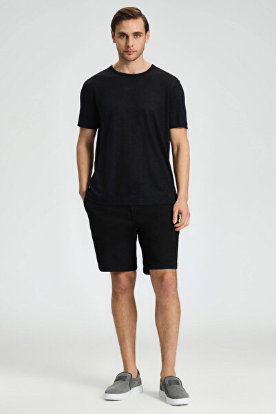 Hemington Pure Linen Black Crew Neck T-Shirt