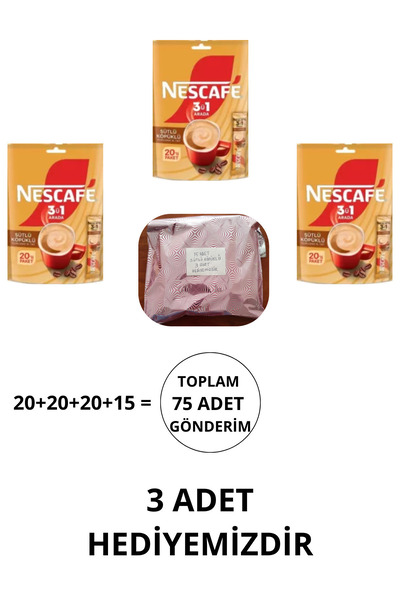Nescafe 3'ü 1 Arada Sütlü Köpüklü Kahve 17.5gr 72'li Paket (Orijinal Kutu)