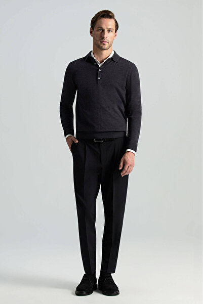 Hemington Extrafine Merino Polo Yaka Antrasit Triko