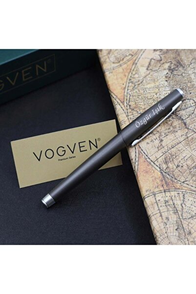 Vogven Marka İsme Özel Prestij Mat Füme Roller Kalem