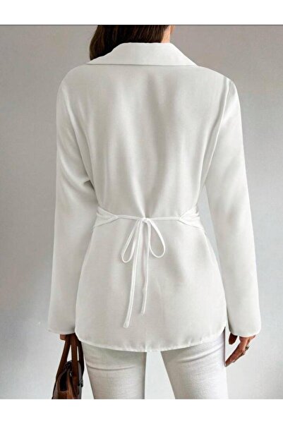 Moda Monisa Cămașă elegantă de in pentru femei | Față cu nasturi, legătură la spate, lenjerie Sofia