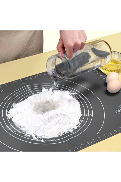 Yenigeldi Gray Silicone Non-Stick Dough Rolling Mat, Scale Dough Rolling Mat Table Countertop Surface Protector 50x40cm