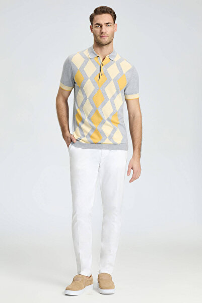 Hemington Gray Yellow Diamond Pattern Knitwear Polo