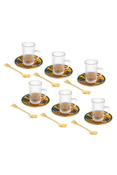 Bosphorus Glass 18-piece Turkish glass tea set in modern colors