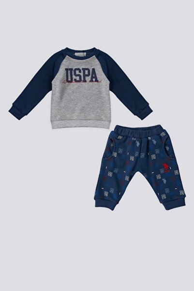 U.S. Polo Assn. U.S. Polo Assn Gray Melange Pocket Detail Baby Set of 2