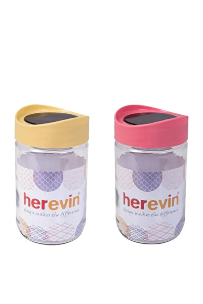 Solmazer By Styli Glass Jar Canister Storage Jar with Transparent Top and Assorted Color Lid