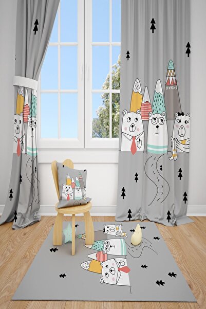 dekomingo КОЛЬОРОВІ ГОРИ З ВІЗЕРУНКОМ МЕДВЕДИКІВ ДВОКРИЛЬНІ ШТОРИ ДЛЯ ДИТЯЧОЇ...