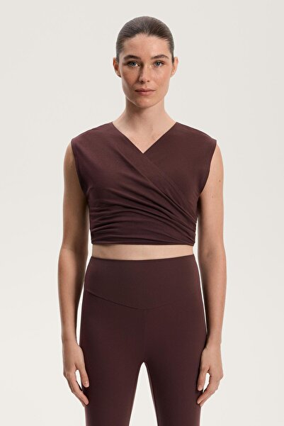 Oysho Cotton blend crossover crop T-shirt