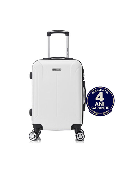 Quasar & Co. Troler de cabina Smart,55x37x20cm,Troller bagaj de mana,valiza cabina,4 roti duble,cifru,ABS,Alb