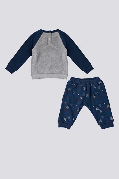 U.S. Polo Assn. U.S. Polo Assn Gray Melange Pocket Detail Baby Set of 2