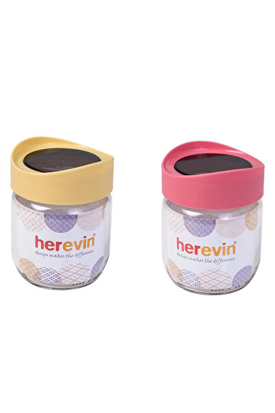 Solmazer By Styli وعاء تخزين زجاجي مع غطاء شفاف وغطاء بألوان متنوعة