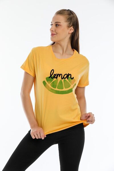 Kallisto Yellow Lemon Printed Double Arm Basic