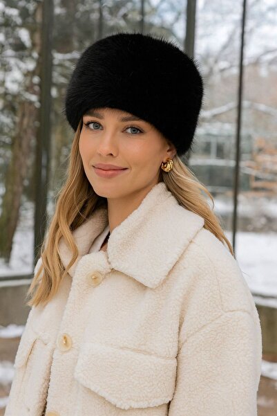 Axesoire 14563 Siyah Peluş Kalpak Şapka