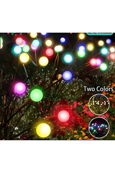 TeknoEser 2 Adet Güneş Enerjili Rgb 8 Top Çok Renkli Ateş Böceği Led Bahçe Ay...