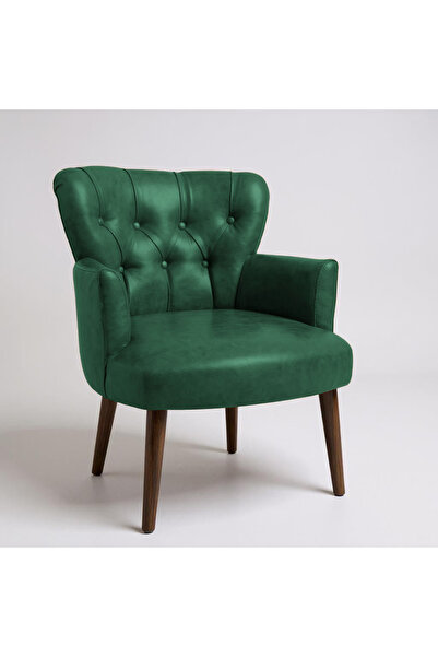 Azra Mobilya Yeşil Deri Kapitoneli Modern Berjer Koltuk | Tekli Koltuk – Şık ve Konforlu Oturma Alanı