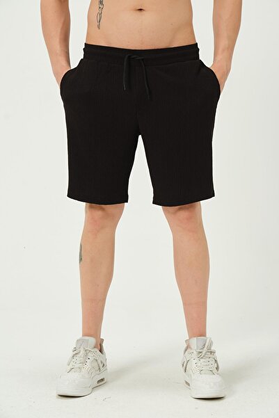 1434 Polo State Black Regular Fit Men's Crinkle Shorts