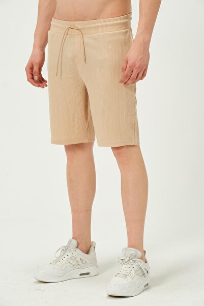 1434 Polo State Μπεζ Χρώμα Ανδρικό σορτς Crinkle Fabric Regular Fit
