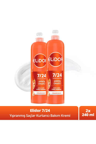 Elidor 7/24 Kurtarıcı Saç Bakım Kremi Anında Onarıcı Yıpranmış Saçlar 240 ml X2