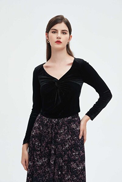 Nichii Women's Winter Velvet Long Sleeve Blouse