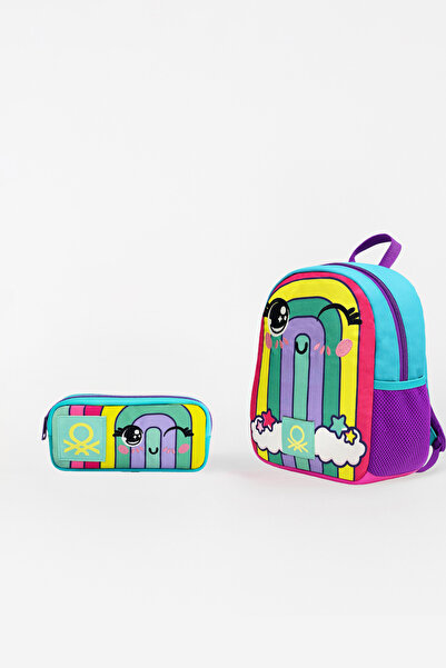 United Colors of Benetton Set de 2 genți pentru grădiniță cu model curcubeu B...