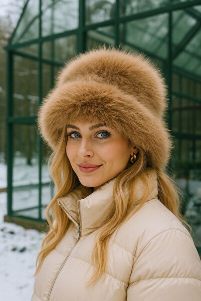 Axesoire 14500 Mango Kumaş Camel Peluş Kalpak Şapka