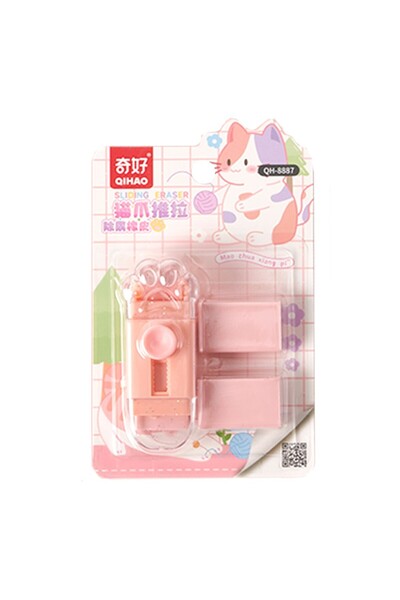 Flippy Retractable Eraser, Soft, with Two Refills, Pale Pink