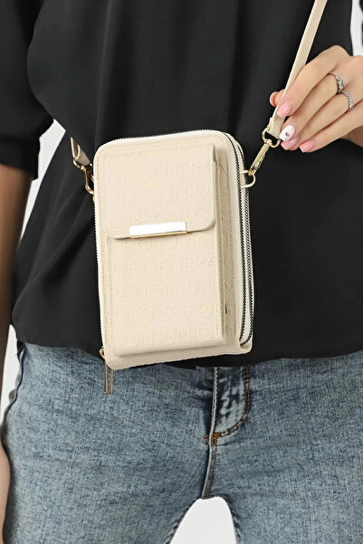 Universal Eşsiz Pazar Krem Kadın Çapraz Askılı Cüzdan Çanta