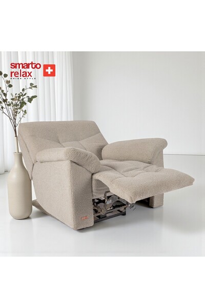 Smarto relax Hitit Elektrikli TV Koltuğu –Kontrol Panelli Ergonomik Kadife Polyester Açık Gri Berjer