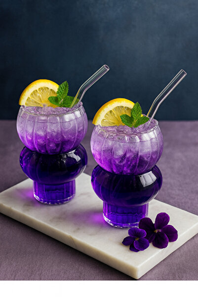 YzHome 2 كوب زجاجي للكوكتيل والمشروبات الغازية والكوب والقش هدية