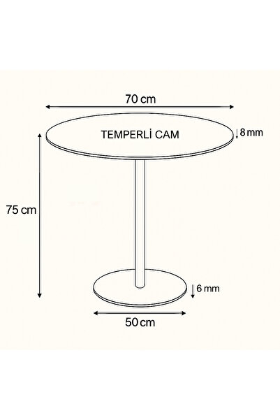 EFFE YAPI DEKOR Siyah Mermer Desenli Modern 70 CM Yemek Masası 8 MM Temper Cam ( SADECE MASA )