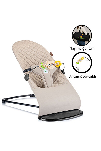 ATLAS BABY&CHILD Softino Ahşap Oyuncaklı Ana Kucağı | Katlanabilir, 3 Pozisyonlu, Sallanabilir, Çantalı