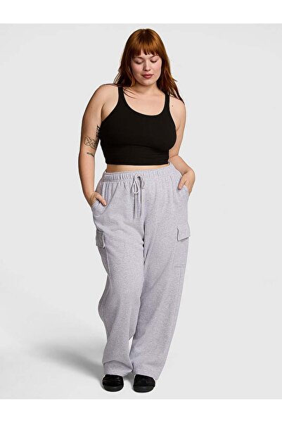 PINK Ivy Fleece Düz Paça Kargo Eşofman Altı