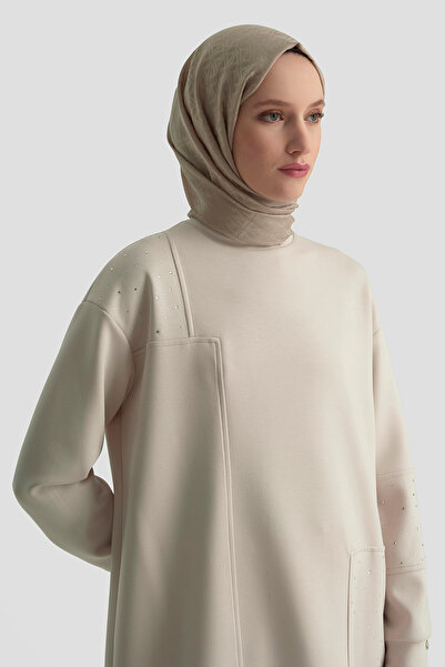 Armine Σετ τουνίκ με λαιμόκοψη με πέτρινο λεπτομερές παντελόνι φθινόπωρο-χειμώνα