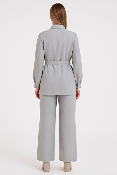 asalya Women's Linen Bottom Top Double Modest Suit