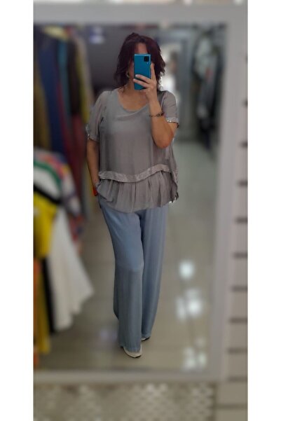 Bade İTALYAN VİZON PAYETLİ İPEK BLUZ