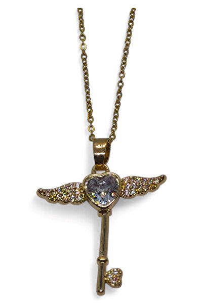 X-Lady Accessories Gold Color Wing Key Model Sf Chain Steel Necklace - 3684