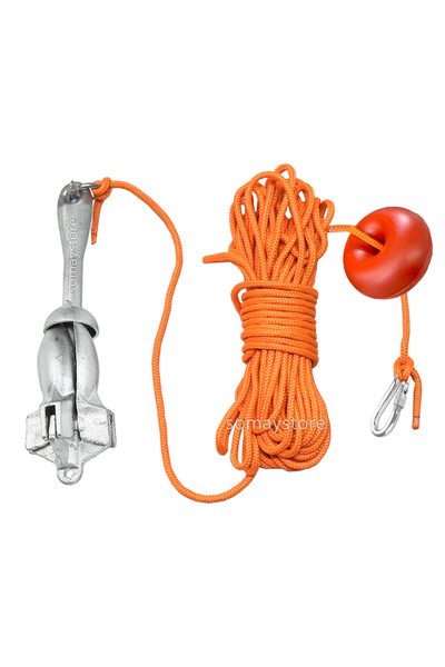 Somay Store Marin Bot , Kano ve Jetski Çıpası Çantalı Set 1.5 KG Şemsiye Çapalı 6mm 20MT ipli