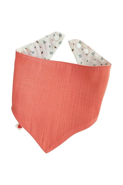 RUKİYE YAVUZ Pamuk Pazen Muslin Baby Bib, Baby Scarf with Plastic Snaps 1-3 Years Old, Double Layer, Reversible