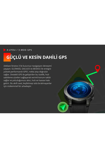 Zeblaze Stratos 3 - Abyss Black 1.43" Amoled, 100 Spor Modu, Gps Destekli Akıllı Saat