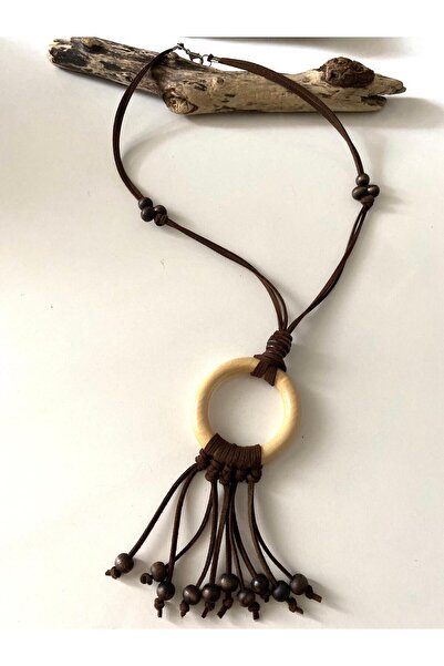 canan dizayn BOHEM OTANTİK AHŞAP TEK HALKALI  BONCUKLU TARZ KOLYE