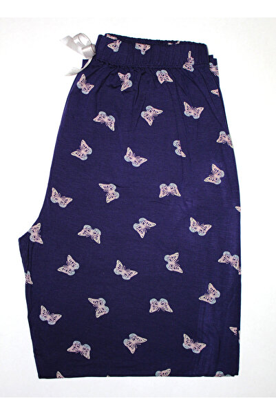 Made By me Dark Blue Butterfly Pattern Large Size Pajama Bottom Modal Fabric Modern Quality Black Women's Bottom Wear