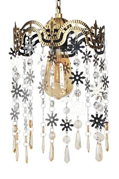 VENON Güven Avize Iley Tekli Kt Siyah Sarı Patine Avize