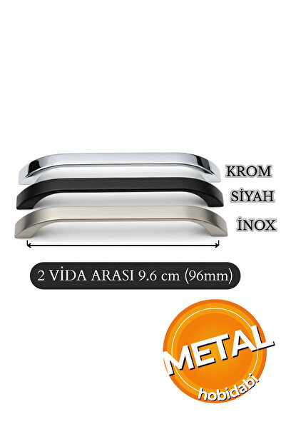 HOBİDABİ 96 mm Metal Göksu İnox Kulp Tv Ünitesi Kulbu Yatak Odası Mobilya Çekmece Vestiyer Mutfak Dolap