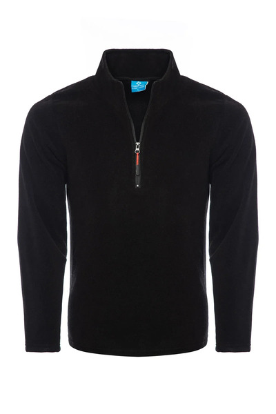 COMBİNE MİCHAİL Men's Half Zipper Stand Collar Basic Black