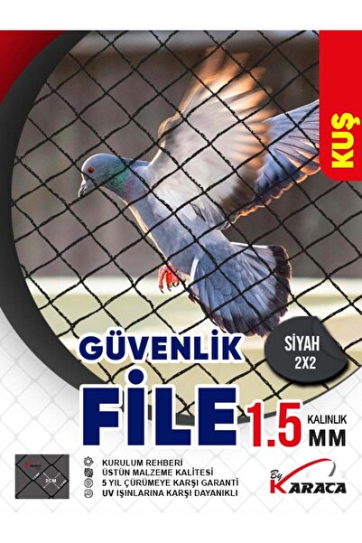 KARACAFİLE 2x4 Metre Kuş Filesi + Montaj Aparatları (Dubel, Kanca, Halat) - 2...